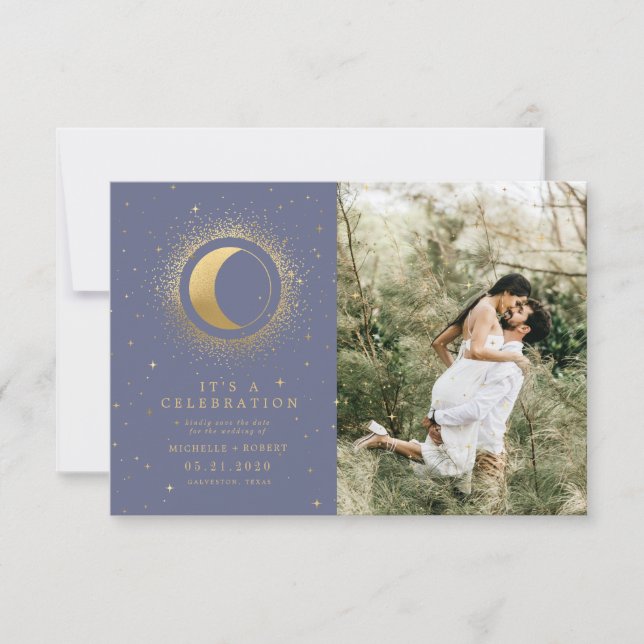 celestial stars two Photo wedding celebration Invi Invitation (Front)