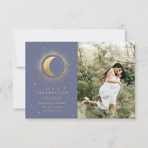 celestial stars two Photo wedding celebration Invi Invitation