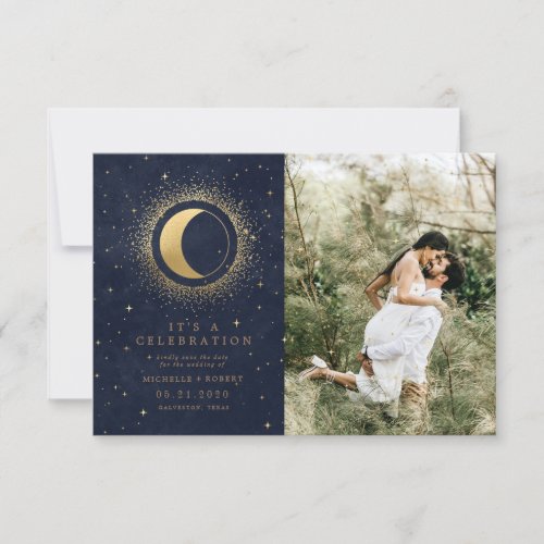 celestial stars two Photo wedding celebration Invitation