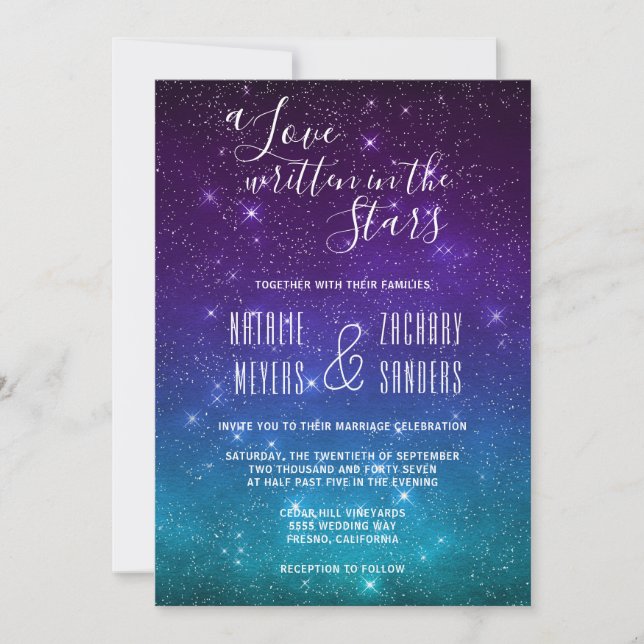Celestial Stars Wedding Invitation (Front)