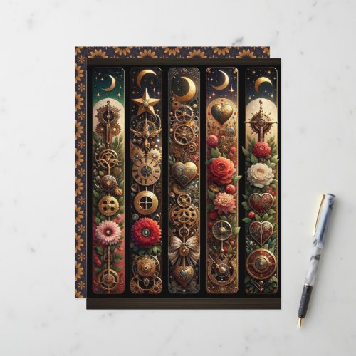 Celestial Steampunk Valentines Scrapbook Paper
