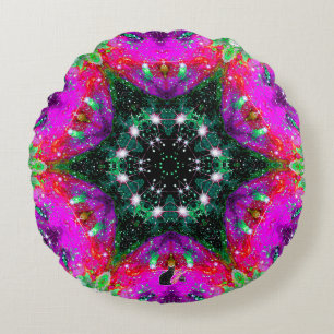 Celestial Stellar Kaleid Round Pillow