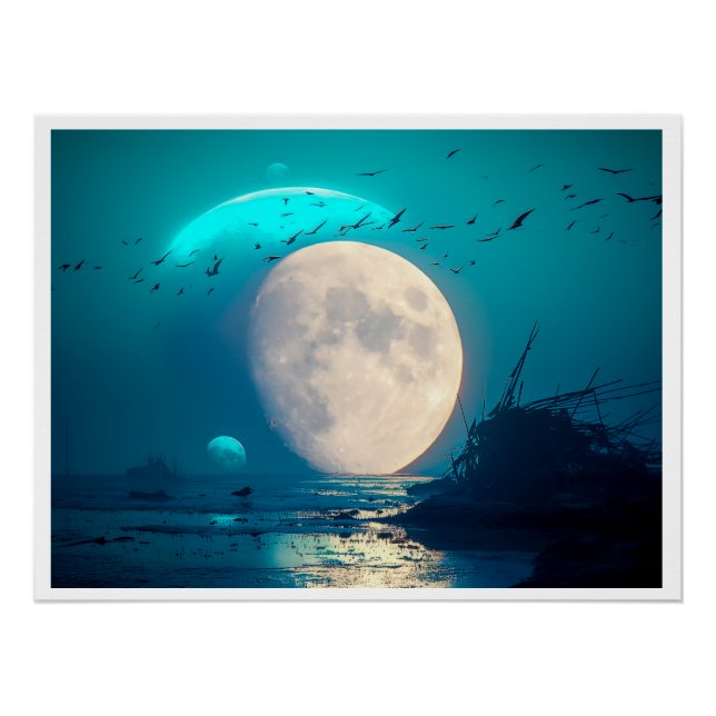 Celestial Stillness – Dreamscape Moonscape Poster (Front)