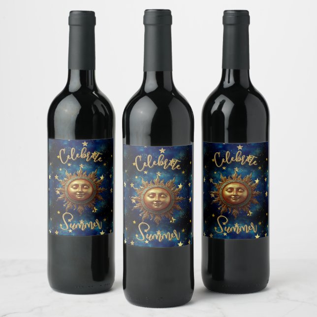 Celestial Summer Celebrate Summer  Wine Label (Bottles)