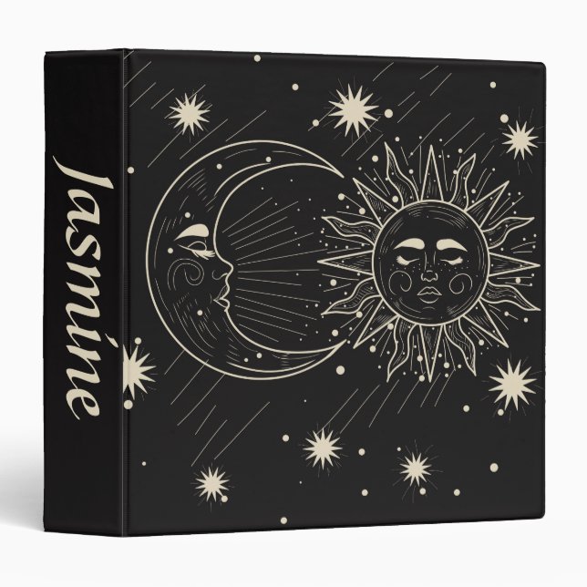Celestial Sun and Moon 3 Ring Binder (Front/Spine)