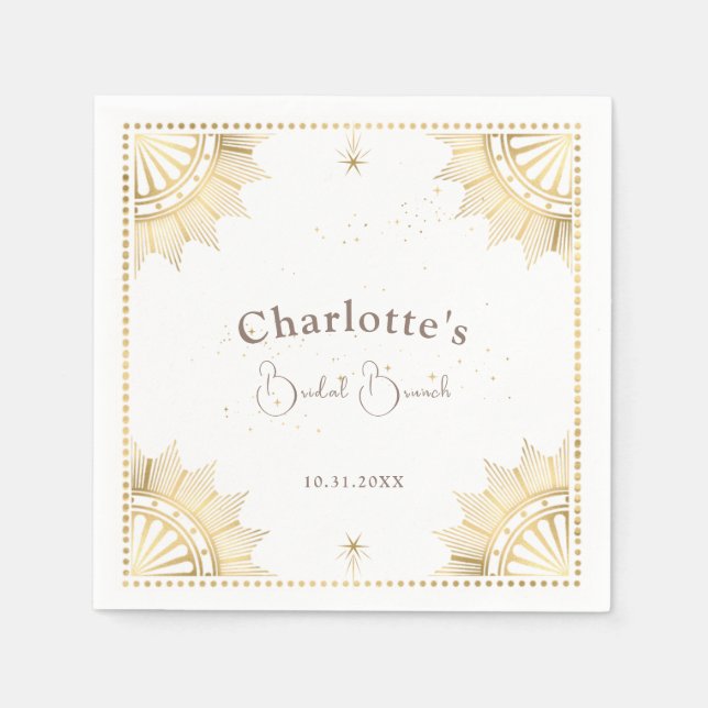 Celestial Sun and Moon Bridal Brunch Shower Napkins (Front)
