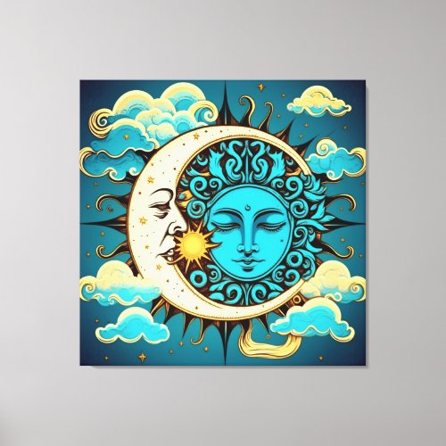 Celestial Sun and Moon Canvas Print