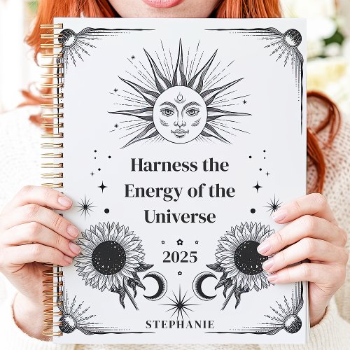 Celestial Sun And Moon Custom Name Manifestation Planner