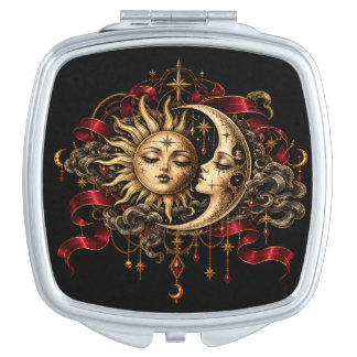 Celestial Sun and Moon Gothic Mystical Compact Mirror