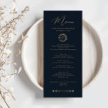 Celestial Sun and Moon Menu<br><div class="desc">Designed to coordinate with our Celestial Mystic Collection,  this unique customizable wedding menu card features gorgeous gold celestial elements on a dark navy background. For more advanced customization of this design,  e.g. changing layout,  font or text size please click the "CUSTOMIZE" button above. Please contact me for any questions!</div>