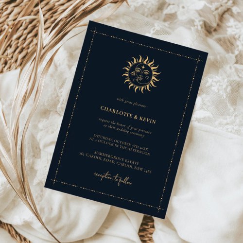 Celestial Sun and Moon Mystic Wedding Invitation