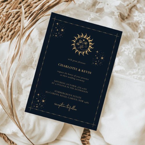 Celestial Sun and Moon Mystic Wedding Invitation
