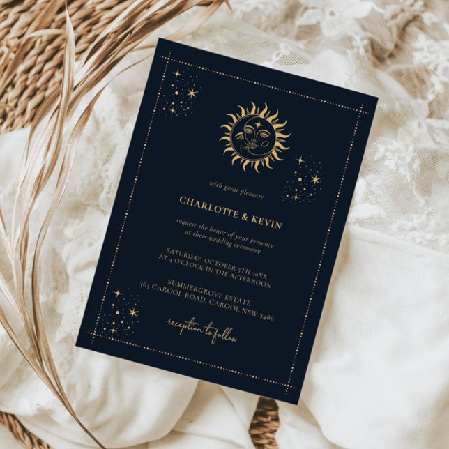 Celestial Sun and Moon Mystic Wedding Invitation (Creator Uploaded)