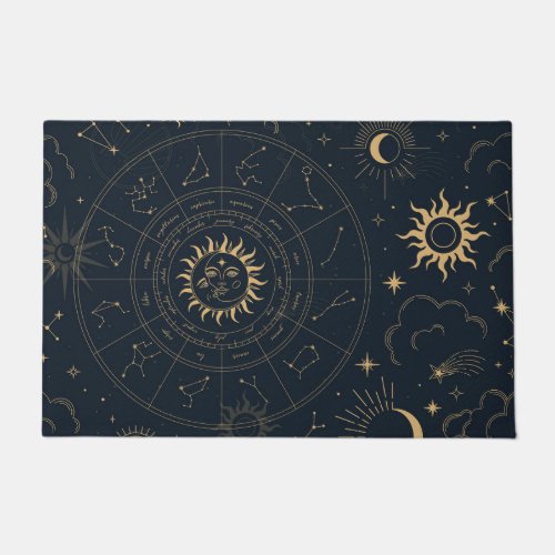 Celestial Sun and Moon Mystical Doormat