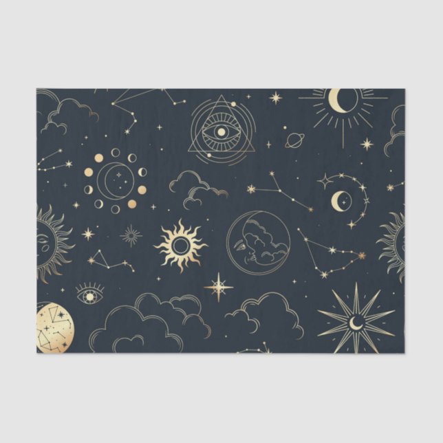 Celestial Sun and Moon Mystical Elements  Tissue P Paper (Front)