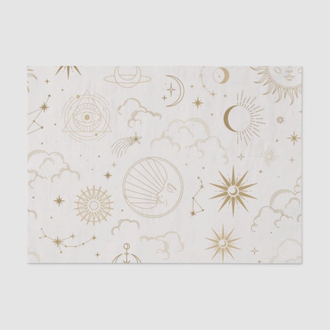 Celestial Sun and Moon Mystical Elements  Tissue P Paper (Front)