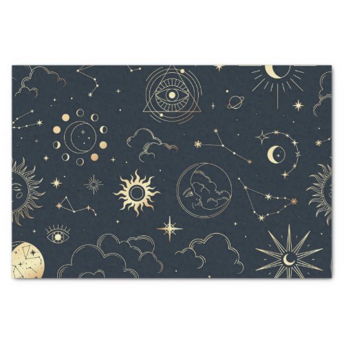 Celestial Sun and Moon Mystical Elements  Tissue P Tissue Paper