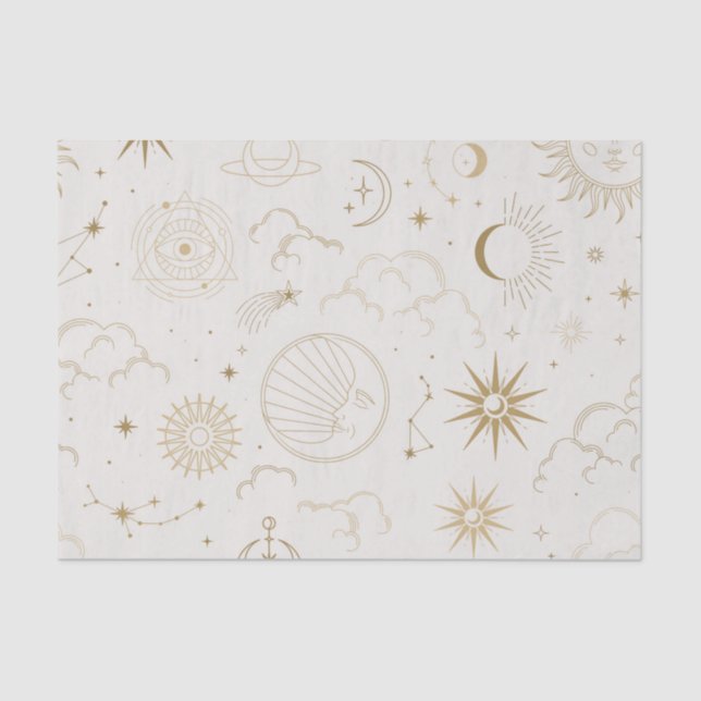 Celestial Sun and Moon Mystical Elements  Tissue P Tissue Paper (Front)