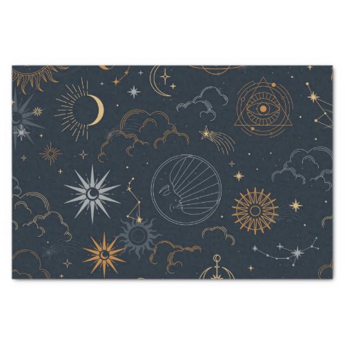 Celestial Sun and Moon Mystical Elements  Tissue Paper