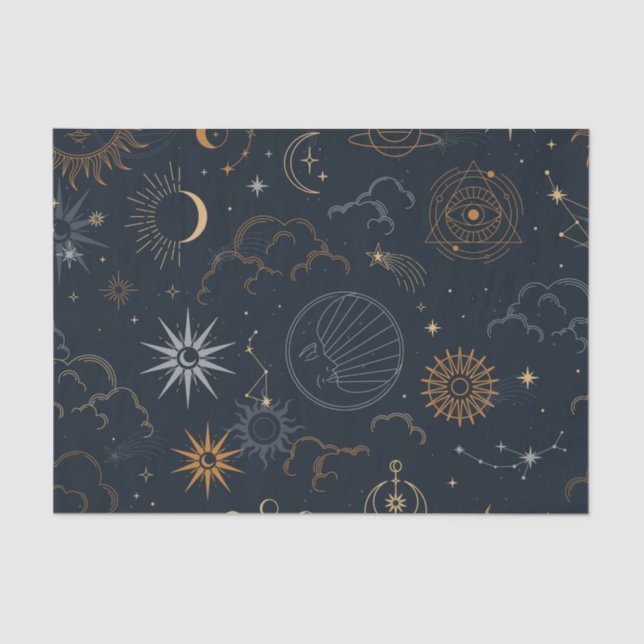 Celestial Sun and Moon Mystical Elements  Tissue Paper (Front)