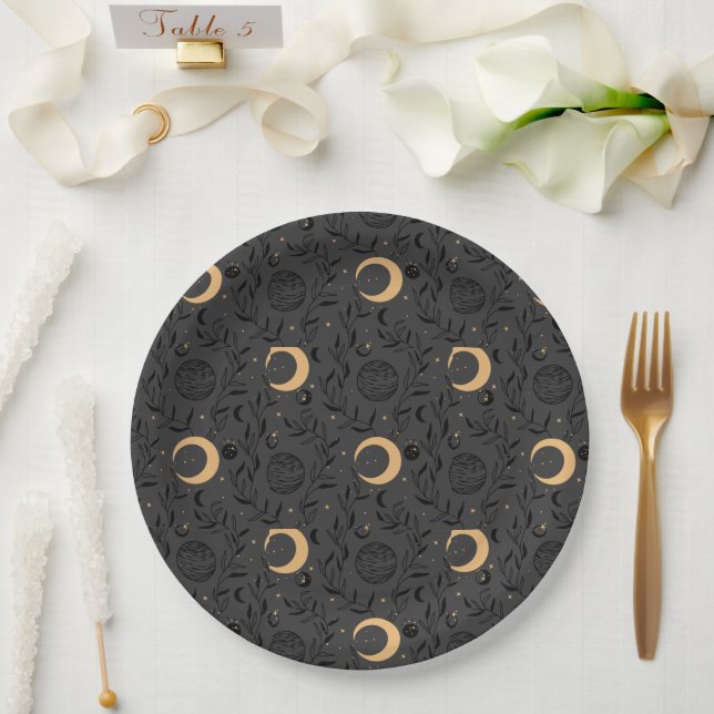 Celestial Sun and Moon Pattern Paper Plates (Wedding)