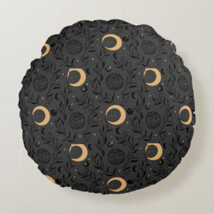 Celestial Sun and Moon Pattern Round Pillow