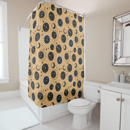 Celestial Sun and Moon Pattern Shower Curtain
