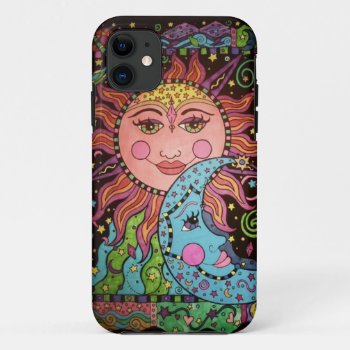 Celestial Sun And Moon Print Iphone 11 Case by Pizazzed at Zazzle