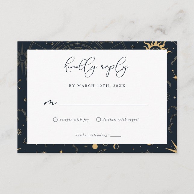 Celestial Sun and Moon Stars RSVP Card (Front)
