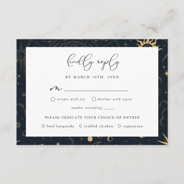 Celestial Sun and Moon Stars RSVP Card (Front)