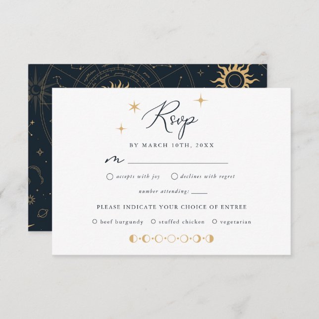 Celestial Sun and Moon Stars RSVP Card (Front/Back)