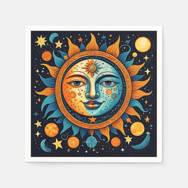 Celestial Sun And Moon Sweatshirt Napkins (Front)