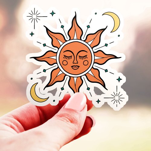 Celestial Sun And Moon Vinyl Sticker