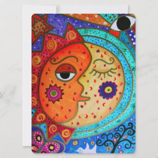 CELESTIAL SUN AND MOON WEDDING ABSTRACT COUPLE INVITATION