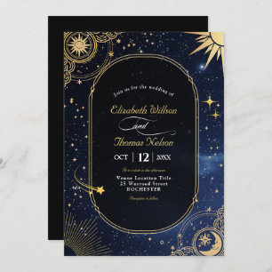Celestial sun and moon wedding invitation