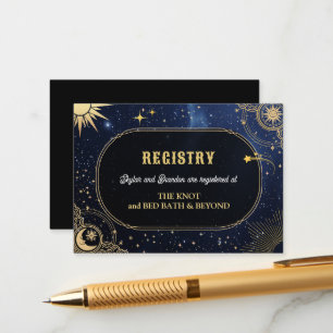 Celestial sun and moon wedding registry enclosure card