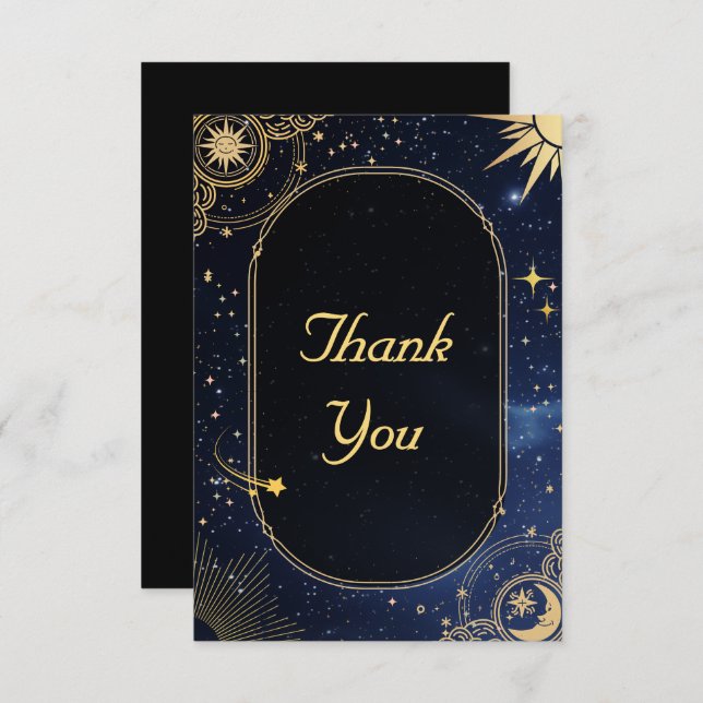 Celestial sun and moon wedding thank you card (Front/Back)