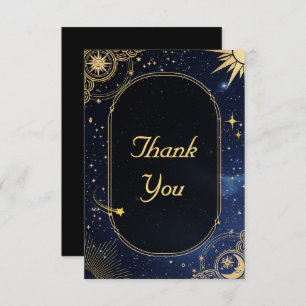 Celestial sun and moon wedding thank you card