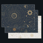 Celestial Sun and Moon Wrapping Paper Sheets<br><div class="desc">Designed to coordinate with our Celestial Mystic Collection, this wrapping paper features gorgeous gold celestial elements on a dark navy background with an arch border. For more advanced customisation of this design, e.g. changing layout, font or text size please click the "CUSTOMIZE" button above. Please contact me for any questions!...</div>