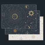 Celestial Sun and Moon Wrapping Paper Sheets<br><div class="desc">Designed to coordinate with our Celestial Mystic Collection, this wrapping paper features gorgeous gold celestial elements on a dark navy background with an arch border. For more advanced customisation of this design, e.g. changing layout, font or text size please click the "CUSTOMIZE" button above. Please contact me for any questions!...</div>