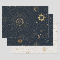 Celestial Sun and Moon Wrapping Paper Sheets