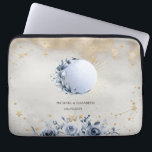 Celestial Sun,Blue Moon Flowers,Stars Night Sky Laptop Sleeve<br><div class="desc">Celestial gold sun and blue moon,  flowers and stars on a watercolor night sky background.</div>