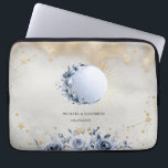 Celestial Sun,Blue Moon Flowers,Stars Night Sky Laptop Sleeve<br><div class="desc">Celestial gold sun and blue moon,  flowers and stars on a watercolor night sky background.</div>