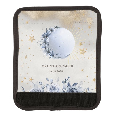 Celestial SunBlue Moon FlowersStars Night Sky Luggage Handle Wrap
