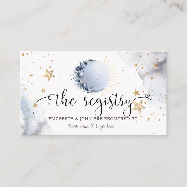 Celestial Sun,Blue Moon,Stars Enclosure Card (Front)