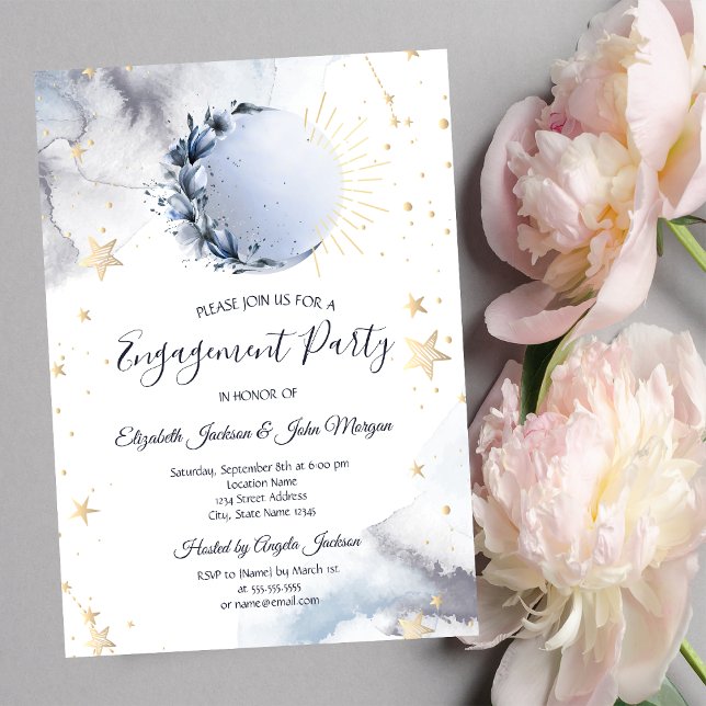 Celestial Sun,Blue Moon,Stars  Invitation (Creator Uploaded)