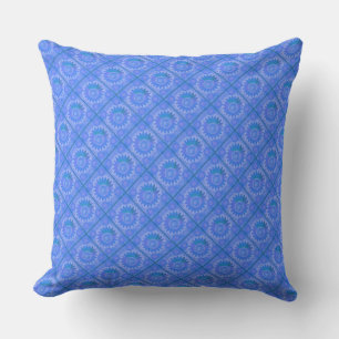 Celestial Sun Blue Outdoor Pillow