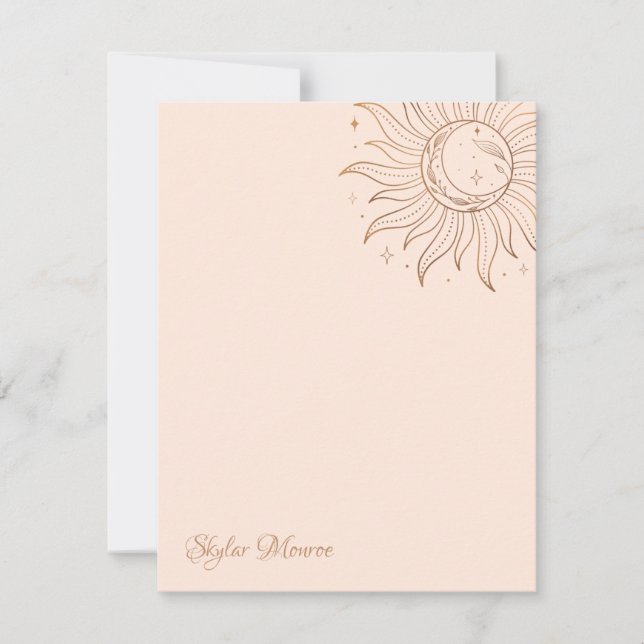 Celestial Sun Blush Note Card (Front)