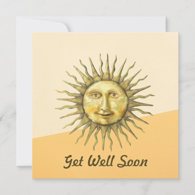 Celestial Sun Face Colorblock Get Well Card (Front)
