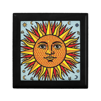 Celestial Sun Face Pop Art Comic Style Sunburst Gift Box
